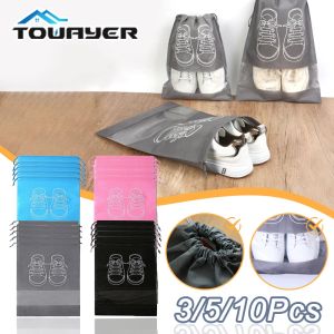 Sacs 3 / 10pcs Chaussures Stockage Organisateur Sacs Voyage non tissé Portable Sac POPERSPORER COMPOSITIONS POCKING Clothing Tanparent Storage