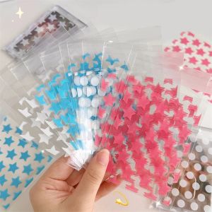 Sacs 50pcs étoiles Dot imprimées autoproduissive Sac en plastique Papier Photocard Cover Gift Packaging Sac transparent Sac de rangement de biscuits transparent
