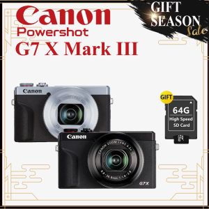 Sacs Canon PowerShot G7 X Mark III Digital Vlog Camera Breetin Flash / Bluetooth / WiFi Zoom avec stabilisateur d'image optique noir / sier