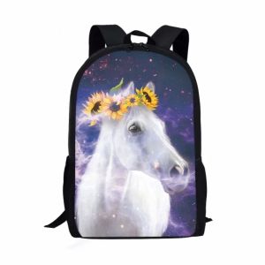 Sacs Cool Horse Match Imprimé Étudiant Sacol Sac Animal Sac à dos Kid School Boys Gar garçons adolescents Enfants Book Bag Sac Casual Backpack