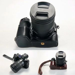 Sacs authentique véritable caméra en cuir demi-casse poigne avec sangle pour Nikon Z7 Z6