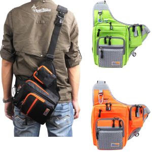 Bolsas Ilure bolsa de pesca de lona aparejo carrete de pesca de carpa bolsa de señuelo verde/naranja/negro 32*39*12 cm bolsa de pesca impermeable multifunción