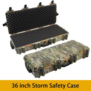 Sacs Case de sécurité tempête extérieure 36,6 pouces Camping Hunting Shooting Tactical Rifle Toolling Box Box Antitheft à l'épreuve des chocs avec roues