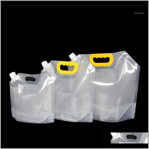 Sacs Stockage Ménage Organisation Maison Jardin Drop Delivery 2021 1Dot5 / 2Dot5 / 5L Stand-Up Plastique Boisson Sac Bec Poche Pour Bière Bevera