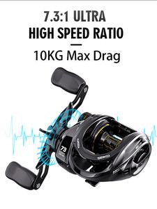 Baitcasting Reels Ultra Smooth Fishing Reel 10KG Max Drag 171 BB 73 1 High Gear Metal Line Cup Sea Jig Wheel For Catfish Bass Carp 230606