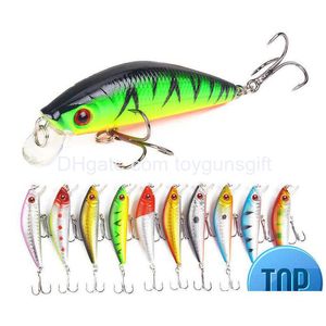 BAITS LURS 1 PCS MINNOW FISHER LURE 70 mm 8G 3D Eyes Crankfish Wobbler Artificial Plastic Hard Tackle Drop Livrot Sports Out Dh89y