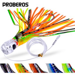 Appâts Leurres 2Pcsx12cm Leurre de pêche en eau de mer profonde Cuivre Tête Octopus Squid Jupe Appât Big Game Marlin Thon Trolling Leurre Leurre 221107