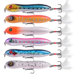 Appâts Leurres 6 Pièces Appâts de Poisson Ensemble de Couleurs Mixtes 10cm 15.5g Crayon à Eau Premium Wobblers Minnow Tackle Appât Artificiel Basse avec Crochet Plume 230720