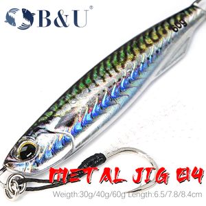 Appâts Leurres B U 30G40G60G 3D Print Metal Cast Jig Cuillère Shore Casting Jigging Fish Sea Bass Leurre de pêche en eau salée Appâts artificiels Tackle 230802