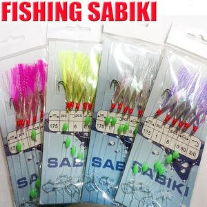 BAITS LURS Fishing Sabiki 12Kinds Crochets de pêche aux haricots lumineux Ocean Fly Saltwater Bait Rings Bons outils de pêche Sabiki 230812