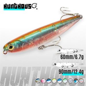 Cebos Señuelos Hunthouse Topwater Lápiz Señuelo de pesca 6090mm 64124g Cebo flotante de superficie Agua superior para Seabass Pike Feeder 221116