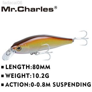 Appâts Leurres Mr.Charles CMC012 Leurres De Pêche 80mm / 10.2g 0-0.8m Suspendant Haute Qualité Minnow Crankbait Leurre De Pêche Dur Appât HKD230710