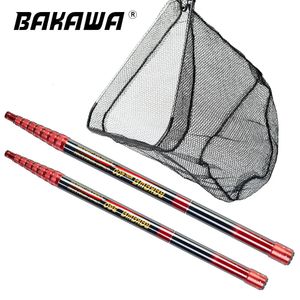 BAKAWA Fishing Net Telescoping Foldable Landing Net Pole Lightweight Carp Carbon Folding Sea Hand Dip Net 3M4M2.1M Tackle 240102