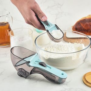 Cuchara medidora ajustable Cuchara de harina de condimento de leche de plástico con escala Tazas medidoras de cocina Herramientas para hornear