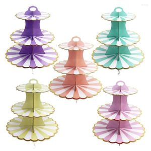 Utensilios para hornear Herramientas 3 Niveles Plegable Cartón Cupcake Stand Cake Food Display Tower Holder Tray