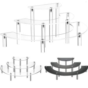 Outils de cuisson 3 niveaux demi-cercle acrylique Cupcake présentoir demi-lune Riser pour Collection Figures cosmétiques Dessert