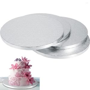 Outils de cuisson 4pack Silver Cake Drum rond 12 pouces planches 1,3 cm d'épaisseur bords lisses pour planche de fête de mariage d'anniversaire à plusieurs niveaux