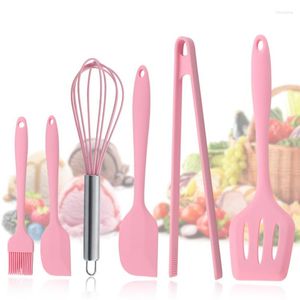 Ustensiles de cuisson 6 pièces/ensemble Silicone de qualité alimentaire cuisson rose ustensiles de cuisine ensemble ustensiles de cuisine durables respectueux de l'environnement