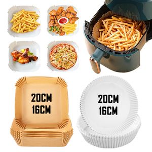 Baking Dishes Pans 1620cm Air Fryer Disposable Parchment Paper Liner Square Round Oil-proof Paper Tray Non-Stick Baking Mat Air Fryer Accessories 230324