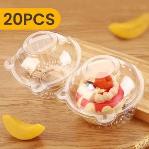 Moules de cuisson 20 pièces contenants de cupcakes individuels boîtes transparentes en plastique jetables porte-gâteaux à dôme simple Muffin adaptés à la partie salade de fruits 230919