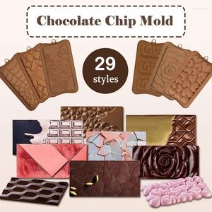 Moules de cuisson 29 styles Moule à puces de chocolat Rose Square Motif géométrique DIY Décoratif Biscuit Sucre Tournant Silicone