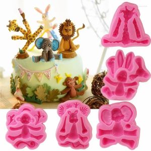 Moules de cuisson 3D forme animale Lion girafe éléphant singe fondant moules en silicone chocolat cuisine gâteau dentelle outils de décoration pour