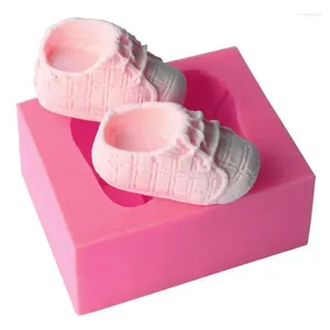 Moldes para hornear Zapatos de bebé 3D Modelado de estado líquido Molde de pastel de silicona de chocolate Moldes de jabón de silicona Herramientas para hornear
