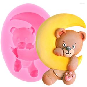 Moldes para hornear 3D Luna oso molde de silicona bebé herramientas de decoración de pasteles de cumpleaños Fondant Chocolate caramelo resina epoxi molde DIY Accesorios