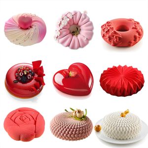 Moules de cuisson 3D rond moule à gâteau en silicone pour mousse dessert moule à pâtisserie Diamend rose amour forme bonbons ustensiles de cuisson plateau 230616