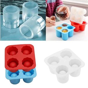 Moules de cuisson 4 tasses plateau de glace Drinkware Silicone Cube Making Moule Dining Bar Party Whisky Wine Cocktail Boire l'outil de cuisine glacée