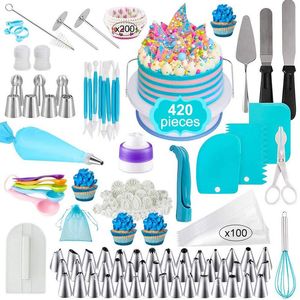 Moldes para hornear, 420 Uds., herramientas de decoración de pasteles, Kit de espátula, utensilios para hornear, accesorios de diseño de repostería, juego de boquillas para manga pastelera Fondant 221122