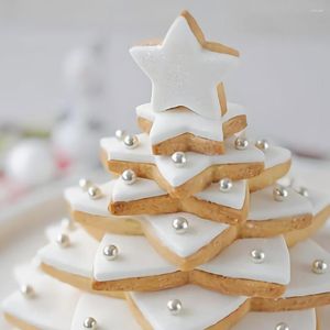 Bakvormen 6 stks/set Kerstboom Cookie Cutter Bloemen Sterren Vorm Fondant Cake Biscuit Xmas Mould 3D Decoratie Tool