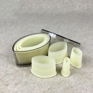 Moldes para hornear, 7 Uds. Por lote, cortador de plástico de nailon con forma ovalada de oliva de borde plano, molde para pasteles, galletas, galletas y cupcakes