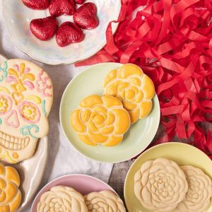 Moules de cuisson Acrylique Fleurs Cookie Cutter et Fondant Embosser 3D Camélia Fleur Forme Biscuit Moules Gâteau Décoration Outils Fournitures