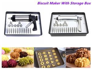 Moules de cuisson Biscuit Maker Cookie Gun Machine Making Gâteau Décoration Presse Moule Pâtisserie Tuyauterie Buse Kit Avec Boîte De Rangement