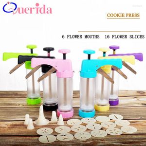 Moldes para hornear Creative Grip Cookie Press Juego de glaseado 6 Boca de flor 16 piezas Máquina de galletas Decoración de pasteles Herramientas de galletas