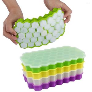 Moldes para hornear Bandejas de hielo de panal para congelador Hacer cubo Molde apilable Fácil liberación Bebidas frías Whisky Cóctel Silicona