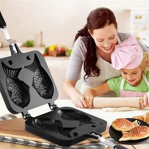 Moules de cuisson Cuisine Japonais Taiyaki Double Poisson En Forme De Dessert Gaufre Gâteau Maker Pan Pancake Fry Moule