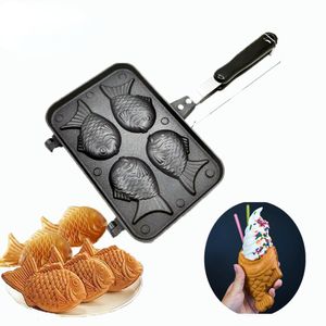 Moldes para hornear cocina japonesa Taiyaki doble pescado en forma de postre Waffle Cake Maker Pan Pancake Fry moldes 230804