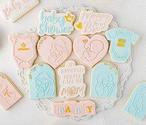 Moules de cuisson Maman à être Baby Shower Cookie Cutter Acrylique Timbre inversé Embosser Fondant Gâteau Moule Enceinte Cadeau Décoration Outil