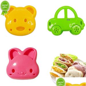 Moules De Cuisson Nouveau Sable Cutter Mini Dessin Animé Ours Écureuil Mer Chien Pain Couteau Scellant Pour Enfants Bento Déjeuner Moule Drop Delivery Accueil Gar Dhags