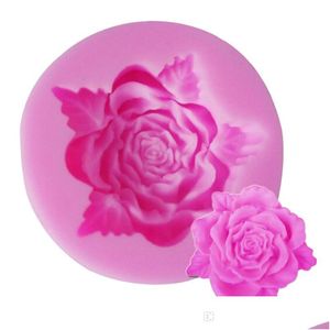 Moldes para hornear Recién vendido Molde de sile en forma de hoja de rosa Decoración de pasteles Fondant 3D Grado alimenticio Mod Drop Delivery Hogar Jardín Cocina Din Dhi7Q