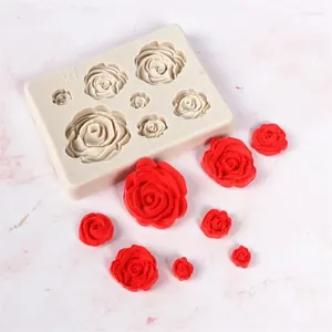 Moldes para hornear Flor de rosa Moldes de silicona Caramelo Polímero Arcilla Molde Chocolate Fiesta Boda Cupcake Topper Fondant Cake Decorating Herramientas