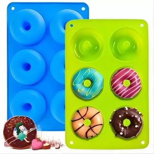 Moules de cuisson Silicone Donut Pan 6 Cavity Donuts Non Stick Cake Biscuit Bagels Moule Plateau Pâtisserie Cuisine fournitures Essentials b1015