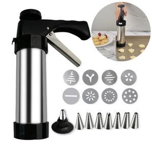Baking Moulds Stainless Steel Cake Cream Decorating Gun Sets Cookie Making Machine Nozzles Mold Pastry Syringe Extruder Kitchen Baking Tools 231216