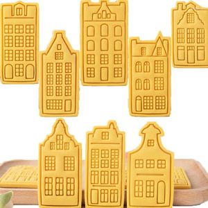 Moules de cuisson en forme de maison à thème de ville, outils de bricolage, coupe-biscuits, Fondant, décoration de gâteaux, outil de fête