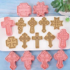 Outils de cuisson 8pcs Communon Baptême Confirmation Cookie Cutter Set Holy Cross Fancy Fondant Stamp Cupcake Topper Cake Decorating