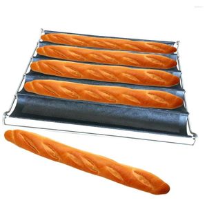 Herramientas para hornear Bluedop Forma de baguette de gran tamaño Moldes para pan francés Bandeja de silicona perforada para pan comercial