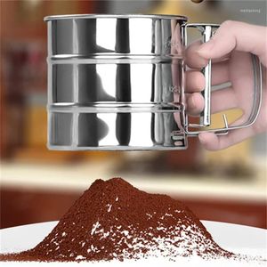 Herramientas para hornear, coctelera de harina de mano, taza tamizadora de malla, herramienta para hornear azúcar glaseado de acero inoxidable, utensilios semiautomáticos para pasteles, cacao en polvo