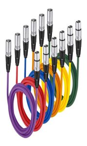 Équilibré 3 broches xlr mâle à xlr Câble microphone femelle 10 pieds Multicolor 6pack microphone extension Cable 261y3812313